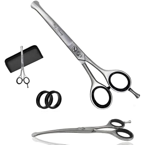 Wishbeauty Professional Dog Grooming, Pet Thinning Shears Curved Safety Scissors Blunt End Set Round Tip - 5.5" Cover