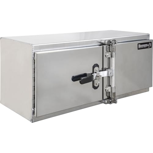 Image of Buyers Products 1762603, 18x18x48 Smooth Aluminum Underbody Truck Tool Box with Double Barn Door, Heavy‑Duty 0.125 in Aluminum, Cam‑Lock Hardware, Rain Gutter Seal, Universal Mount