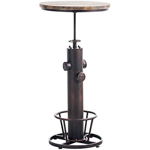 CLP Mesa Auxiliar Ruhr Industrial Look I Mesa Redonda De Madera & Estructura De Metal I Mesa Centro Vintage Regulable En Altura I Color:, Color:bronce Cover