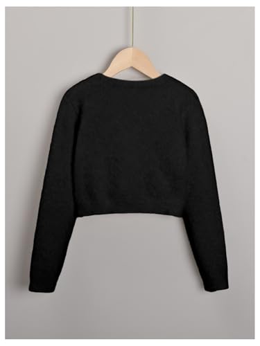 Image of Floerns Girls V Neck Long Sleeve Button Front Knit Cardigan Crop Top