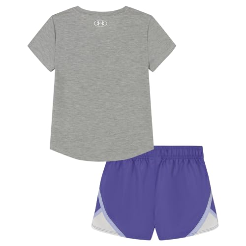 Image of Under Armour Girl's 2-piece Short Sleeve Tee and Shorts Set, Lightweight and Comfortable