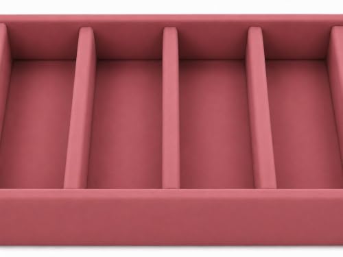 Image of La Trove 6 Slot Velvet Bangle Organizer Tray for Kada & Bracelets, Pink | Lined sections hold bangles, kada, bracelets, rings & chains; keeps accessories sorted in drawer, wardrobe & dressing table