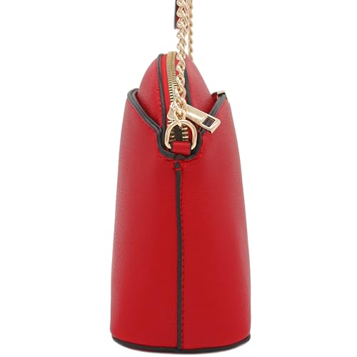 Image of FashionPuzzle Faux Leather Small Dome Crossbody Bag with Chain Strap