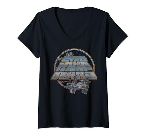 T-shirt Star Wars col V fini les hauts de fan sans forme