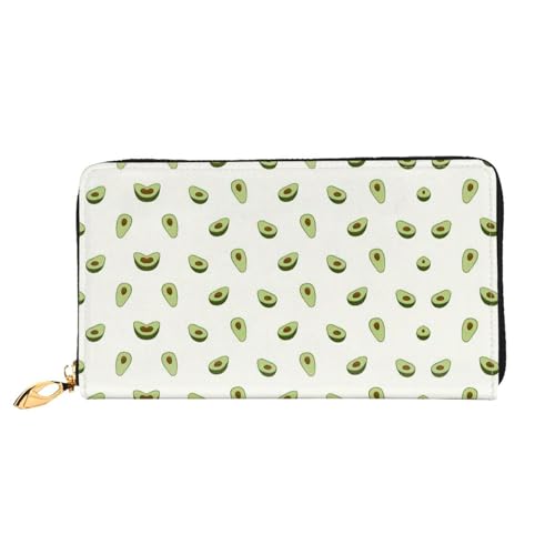 Portefeuille en cuir femme motif avocat avec porte-cartes et fermeture éclair pour le quotidien