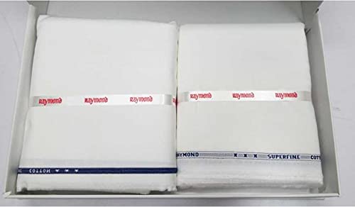 Image of Raymond Fabrics White Solid Trouser-Shirt Fabric Combo Box (Unstitched,Free Size,100% Cotton)