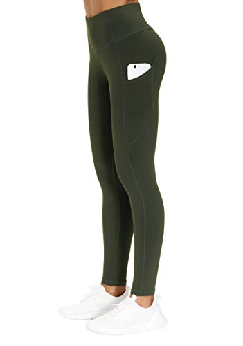 Image of THE GYM PEOPLE Thick High Waist Yoga Pants with Pockets, Tummy Control Workout Running Yoga Leggings for Women