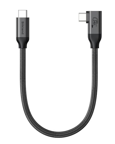 Silkland USB 80Gbps Datenkabel für Thunderbolt 5 Kabel Kurz 30CM 90 Grad, bis zu 120Gbps Videobandbreite, 16K/Dual 8K, PD3.1 240W, USB4 V2.0 Kabel Winkel für Thunderbolt 4/3, SSD, USB C, Laptop, Dock