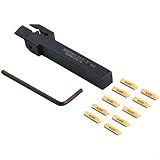 MGEHR1212-2 Lathe Grooving Tool Holder with 10Pcs MGMN200 Carbide Inserts and L Wrench, 12x12mm Shank, 2mm Grooving Width, Alloy Steel, for CNC Turning