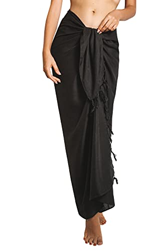 CHAINUPON Pareo de Playa para Mujer Sarong Cover Ups Swimwear Up, Negro, Talla única