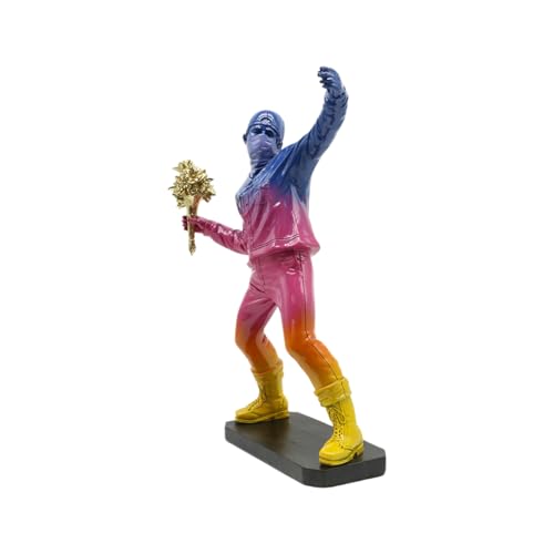 Escultura Banksy Flower Thrower Resina 15.75 pulgadas miniatura 5