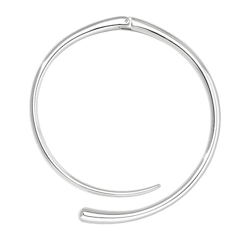GoldGifts Statement Chunky Silver Collar Necklace,Teardrop Cuff Choker with Open Hinge Clasp, Modern Torque Design Adjustable Wrap Style, Elegant Jewelry Gifts for Women