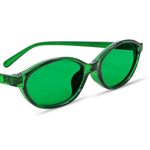 Image of GUVIVI Retro Oval Sunglasses for Women Chic Cat Eye 90s Sunnies Lightweight Narrow Shades Trendy UV protection Sun Glasses