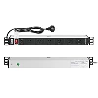 Tecmojo 1U Rack Mount PDU 6 Outlet Power Strip, Power Distribution Unit for 19 Inch Server Cabinet, 2m Power Cord, Double-Break Switch, 10A 250V 50/60HZ, Black
