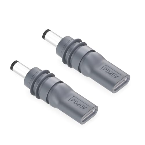 2PCS Starlink Mini Power Adapter USB C to DC Power Cable Adapter for Starlink Mini Accessories Input 20V Type C Male to DC 5.5 x 2.1mm Female Converter Work with 100W PD Source Gray