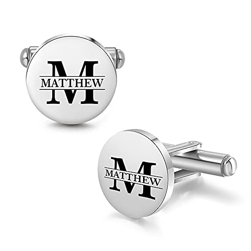 Personalized Men's Cufflinks With Name Engraved Dazzle Tuxedo Cuff links Gifts As Wedding Father's Day,Men's Initial Letter Shirts Cufflinks 26 Alphabet Initial Letter Cufflinks (Style 2)