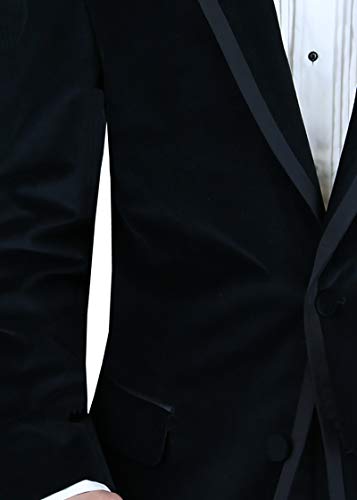 DTI BB Signature Men's Two Button Side-Vent Jacket Black Velvet Tuxedo Suit4