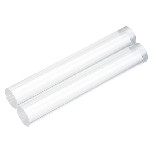 MECCANIXITY 2pcs Acrylic Round Rods 9/16" x 4" Clear Acrylic Dowel Rods Sticks Plastic Sticks Strip for DIY Crafts Lighting Gardening Decorations - 15mm x 100mm
