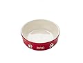 Nobby Dog Ceramic Bowl Dog, 12 x 12 x 3.7 cm, Red/ Beige