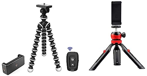 Image of Tygot Gorilla Tripod /Mini 33 CM (13 Inch) Tripod for Mobile Phone with Phone Mount & Remote & T-220 MT (18 cm) Portable & Flexible Mini Tripod with Mobile Holder & 360 Degree Ball Head