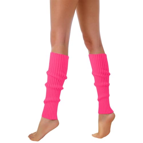Jambières pour femmes des années 2025-80 et 90 - Chaussettes côtelées fluo - Accessoires élégants - Laine fluorescente colorée - Manches tricotées -...