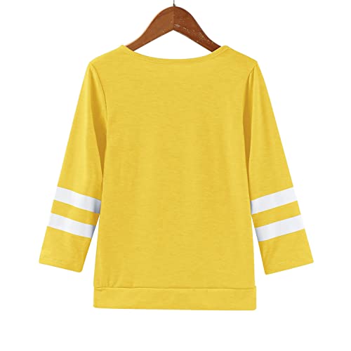Teen Girls Fall Clothes Tunic Tops Long Sleeve Knot Front Shirts for 4-13 Years Loose Soft Casual Blouse Tee(Yellow,12-13 Years)3