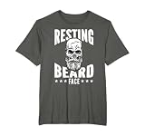 Funny Resting Beard Face Bearded Skull Men Vintage T-Shirt