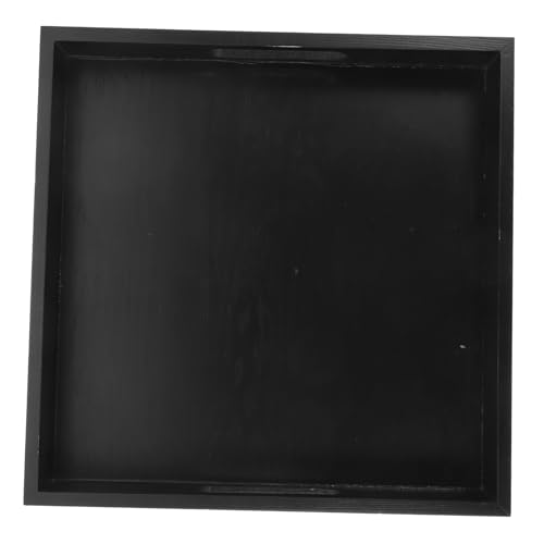 COLLBATH Vassoio da Portata in Legno Robusto Nero Piatto da Portata per Snack Vassoio Quadrato in Legno con Manico
