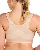 HSIA Posture Bras for Women - Front Closure Bra for Women No Underwire Back Support Plus Size Full Coverage Bra Light Beige