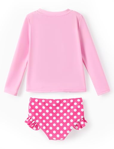 Image of Disney Frozen Elsa Stitch Marvel Toddler Girl Two Piece Long Sleeve UPF50+ Swimsuit Rashguard Sets Bathing Suit