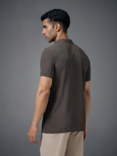 Image of TECHNOSPORT Men's Polyester Slim Fit Self-Design Short Sleeve Polo Matpiq T-Shirt with Anti Microbial, Techno Dry for Regular and Casual Use
