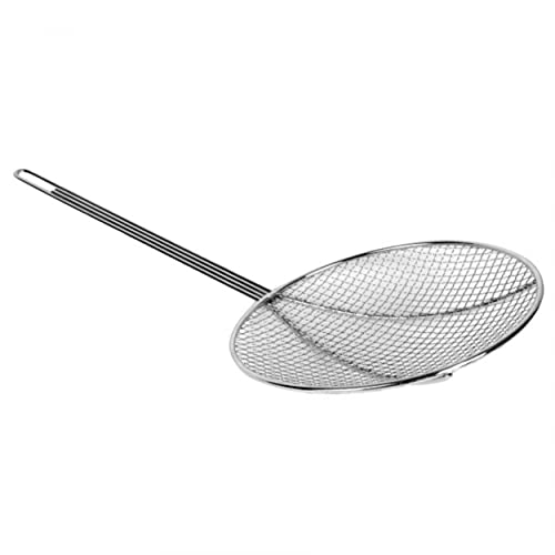 TrueCraftware- 12-Inch Round Wire Skimmer Nickel Plated- Mesh Strainer Skimmer Kitchen Utensil Food Strainer Skimmer Spoon for Cooking Sieve Sifters Rice Quinoa Pasta Fruits Vegetables