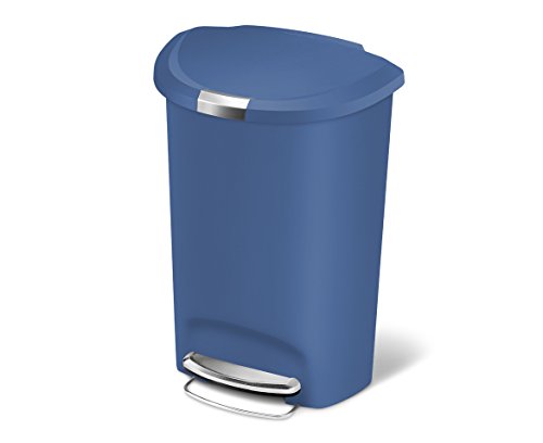 simplehuman Semi-Round Step Plastic Can, 50 L, Blue
