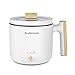 Audecook elektrisch Hot Pot Topf, multi Elektrotopf mini, 1,8L tragbarer elektrische Kochtopf für Reise, schneller Nudelkocher für Wohnheim, mit Antihaftbeschichtung, 250W/600W(ohne Dampfgarer)