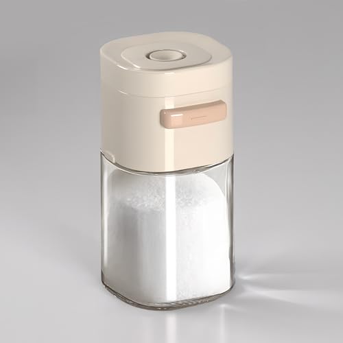 Izzydodo Dispensador de azúcar de vidrio de 181.4 g para control de azúcar con tapa para café, té y hornear (beige)