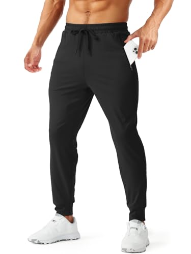 Aolesy Men's Joggers with Zip Pockets Lightweight Gym Athletic Pants Stretch Slim Track Sweatpants for Workout Running