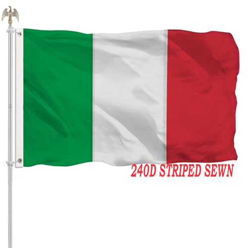 Italian Flag 3x5 Italy Flag Banner Outdoor Heavy Duty 240D Nylon Striped Sewn Italian National Flags Vivid Color with 2 Brass Grommets for Indoor Wall