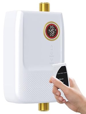 Instant Hot Water Heater Electric 5500W, 220V On Demand Tankless Water Heater, Under Sink Portable Mini Heater with Remote Control for Shower, Kitchen, Bathroom, RV Use