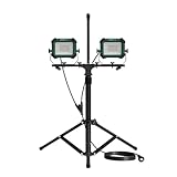GOODGOODS LED投光器 2灯 作業灯 ledワークライト 60W 6000LM高輝度 三脚付きスタンドライト 2WAY コンビネーションスタンドライト 照射角度自由設定 100V 5Mコード アース付きプラグ 広角180度 昼光色 長寿命 防水IP65 集魚灯 防犯灯 駐車場灯 SK-60ZJ
