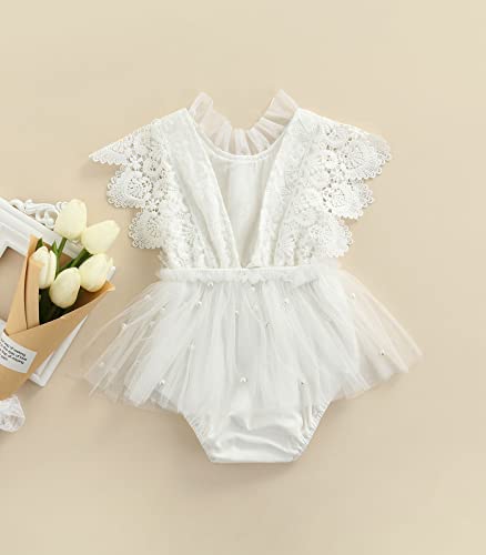 Newborn Baby Girl Lace Rompers Birthday Princess Dress Mesh Jumpsuits Tulle One-Piece Headband Summer Onesie4