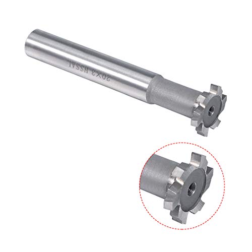 Image of uxcell High Speed Steel T Slot End Mill Milling Cutter 6 Flutes 20mm Cutting Dia 3mm Depth