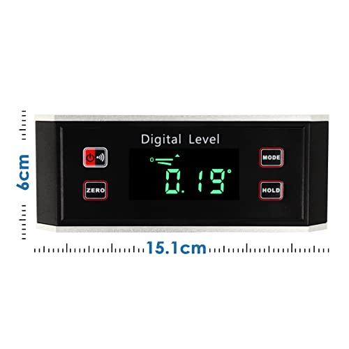 Medidor de ángulo digital 0-360° con nivel y magnetismo miniatura 5