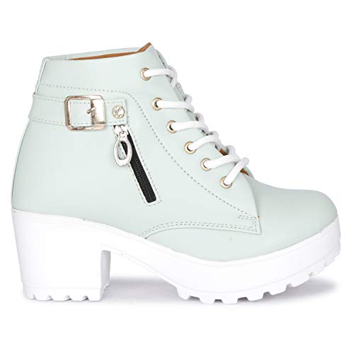 KRAFTER Women's Tan Buckle Boots – Stylish Faux Leather High Ankle Boots for Winter & Casual Wear – Comfortable & Durable