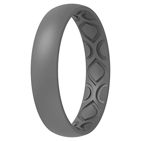 ThunderFit Women Breathable Eternity Pattern Silicone Wedding Ring Wedding Bands Anniversary Rings 4mm Width,1.5mm Thickness,12 rings,8 Rings,4 Rings,1 Ring, 10.5,11 (20.6mm), Silicone, No Gemstone Cover
