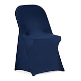 Peomeise Stretch Spandex Folding Chair Cover for Wedding Party Dining Banquet Event (Navy,12pcs)