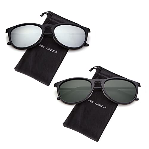 Image of VIA LEECA Polarized Sunglasses for Women Men Classic Vintage Round Sunglasses UV400 Lens