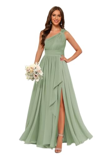 Stylefun Women's Sage Green Long One Shoulder Bridesmaid Dresses 2026