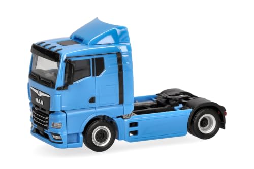 Herpa model ciężarówki MAN TGX GN ciągnik siodłowy 2-osiowy, jasnoniebieski, miniatura w skali 1:87, model kolekcjonerski, Made in Germany, tworzywo sztuczne