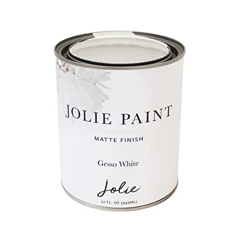 Jolie Paint - Matte Finish Paint For Furniture, Cabinets, Floors, Walls, Home Decor And Accessories - Water-Based, Non-Toxic (32Oz - Quart, Gesso White [Clean White]) #TOP25