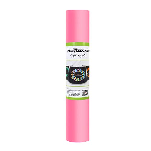 TECKWRAP Glow in Dark Matte Adhesive Craft Vinyl for Craft Cutter,Sign Plotter 1ft x 5ft, Neon Pink